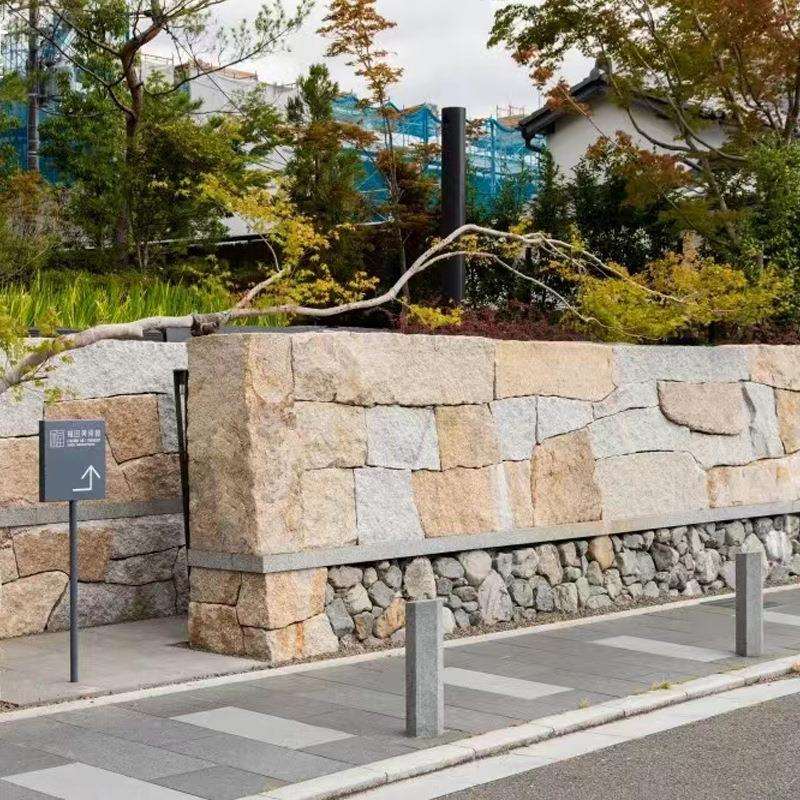 源头厂家石材庭院别墅不规则景观墙石天然仿古做旧造景石垒墙