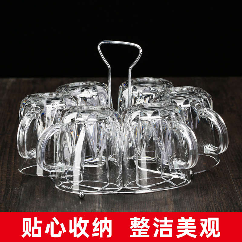 玻璃杯客厅喝水杯子家用待客水杯耐热茶杯套装带把手柄酒杯10徐萍