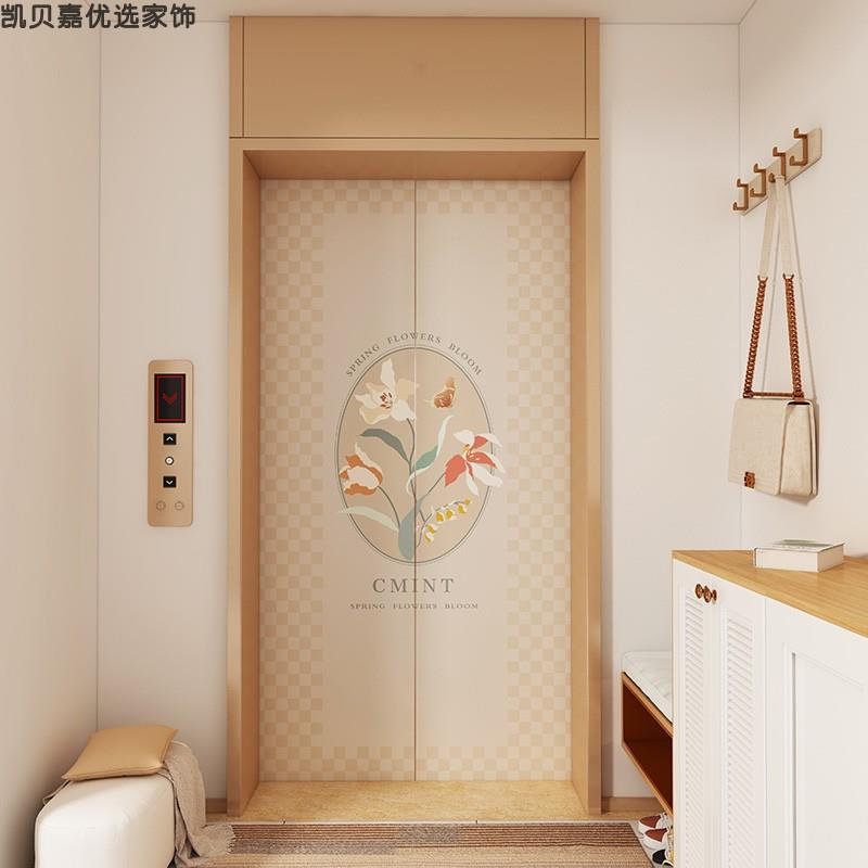 美式电梯门贴纸高级装饰自粘贴画入户电梯厅门贴电梯间玄关画定制图片