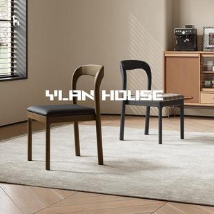 椅恋丨意式极简棉麻实木餐椅家用中古风靠背设计师高级感吃饭椅子