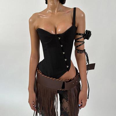 Women's crop top, sleeveless suspender, backless hanging