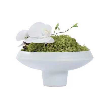 中式果盘高脚售楼部新陶瓷创意居家盘摆件器花瓶花青花苔桌面仿真