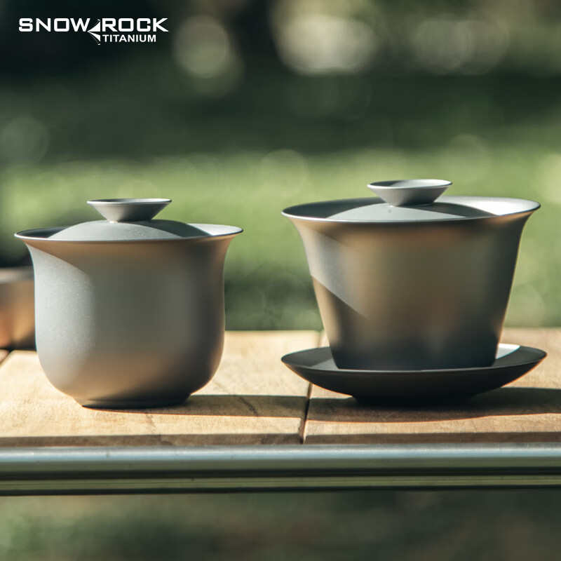 纯钛三才盖碗防烫耐摔茶杯大号泡茶碗茶具套装户外野营便携泡茶器