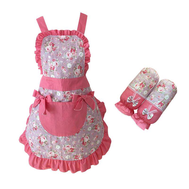 正品裙女时尚家用半防水透厨房夏季薄气纯棉围裙套袖工围作服饭做