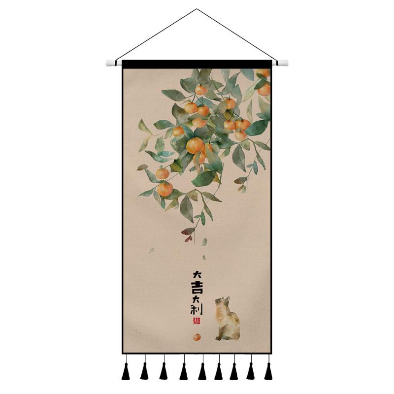 新中式玄关装饰画暖居走廊过道装饰壁画现代简约布艺挂画竖版挂毯图片