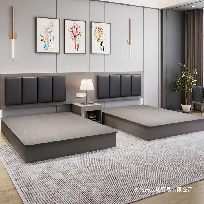 新款酒店床宾馆民宿卧室双床标间组合家具公寓出租屋简约单双人床
