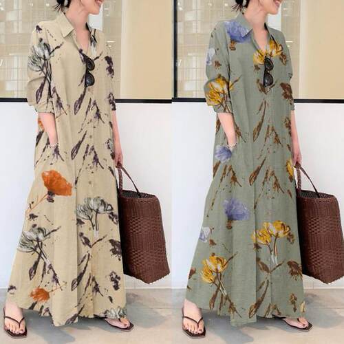Cotton linen color lapel long sleeve pocket long cardigan