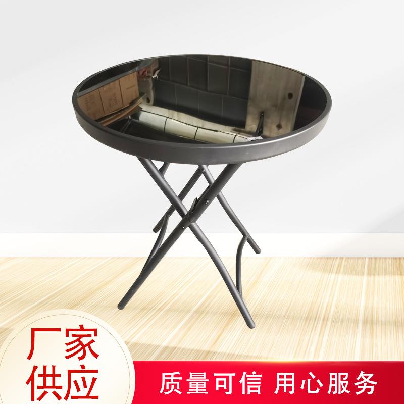 户外野餐桌休闲露营便携折叠桌子钢化玻璃桌面简易饭桌折叠圆桌子