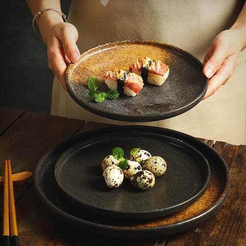 japanese ceramic plates dish tray disc tableware set披萨盘