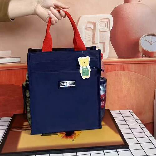 儿童上学手提包外出上课手提袋学生补习袋轻便防水帆布补课包网兜