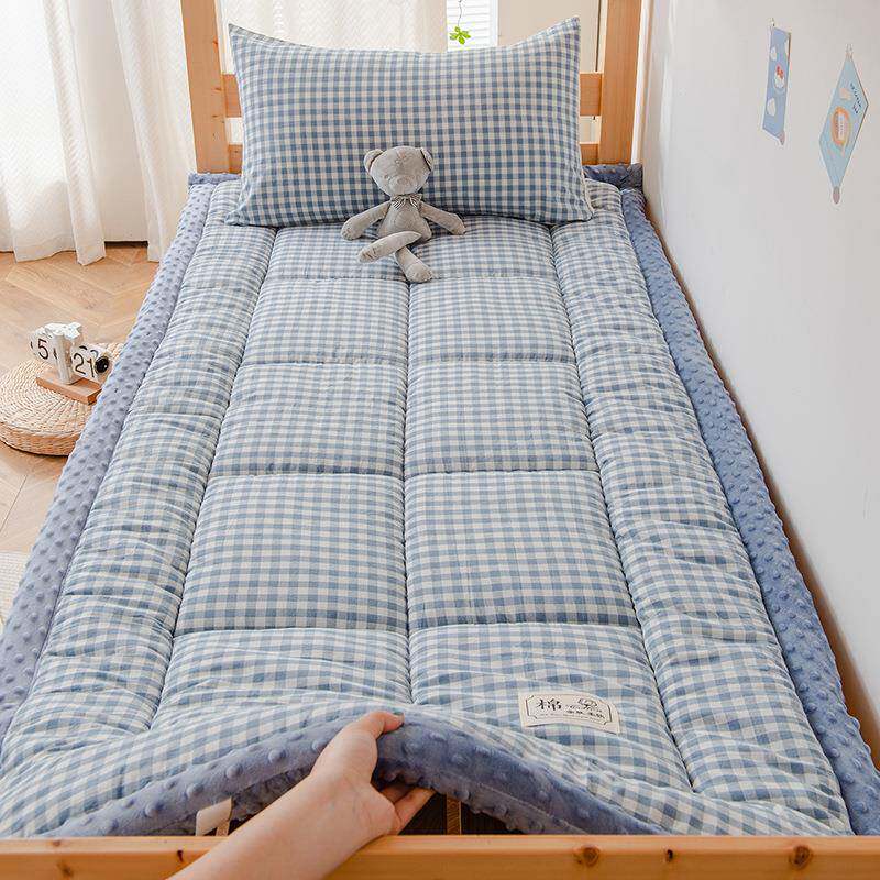 A类全棉水洗棉拼豆豆绒软床垫学生格子床褥榻榻米上下铺家用