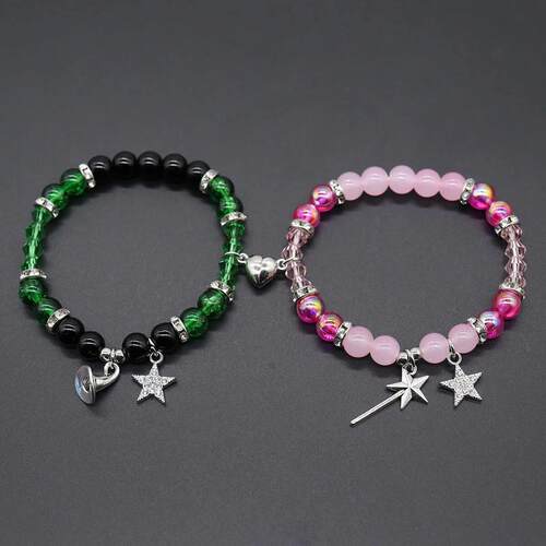 1Pair Magic Stick Hat Crown Pendant Beads Bracelet Couple Ma