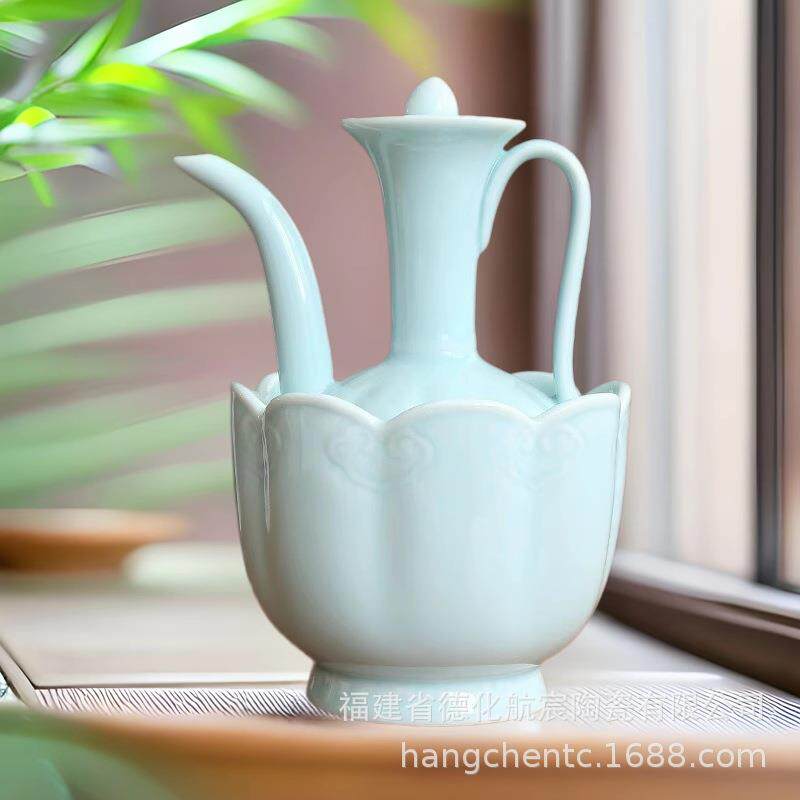 宋代点茶执壶温碗茶洗陶瓷茶具水盂宋茶筅点茶粉青瓷温酒壶酒蛊