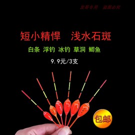 石斑浅水漂小短漂草洞浮漂冰钓鱼漂，鲫鱼漂白条，漂水皮漂超短浮漂