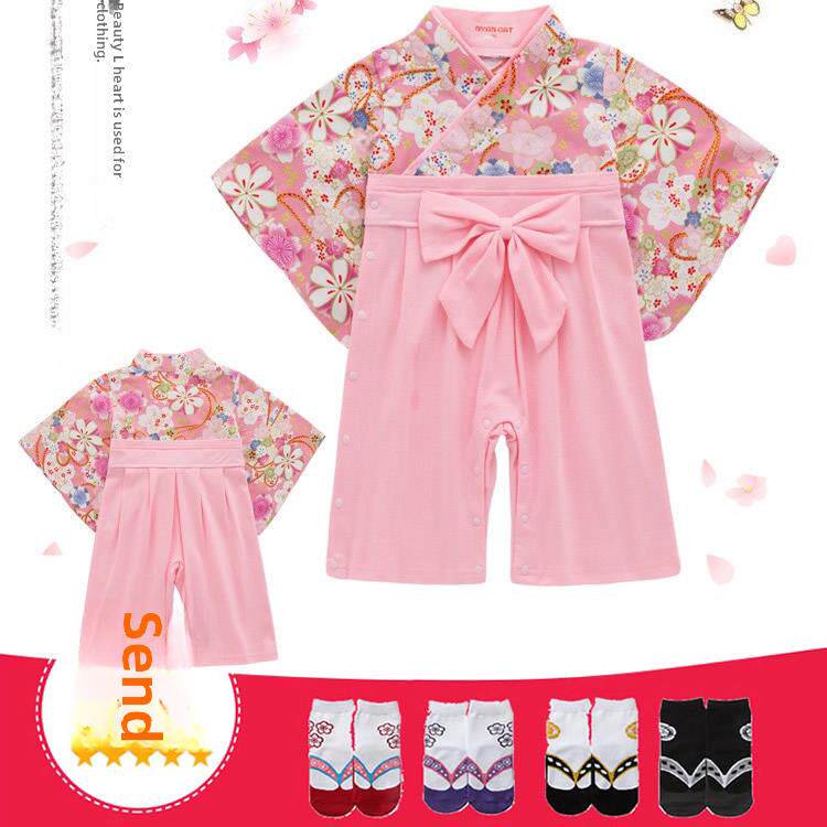 婴儿连衣裤日本风格风格春秋季儿童和服1岁女婴儿衣服男孩2新生儿