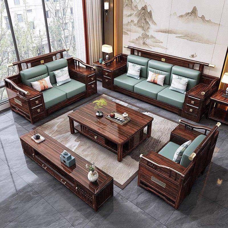 新中式乌金木全实木沙发组合别墅客厅冬夏两用储物大户型贵妃沙发,住宅家具,实木沙发,淘宝优惠券,粉丝福利购,淘宝优惠卷