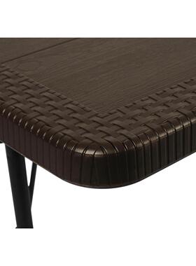 棕色室外折桌 藤木纹塑料面桌子 171*81cm户外宴会餐桌