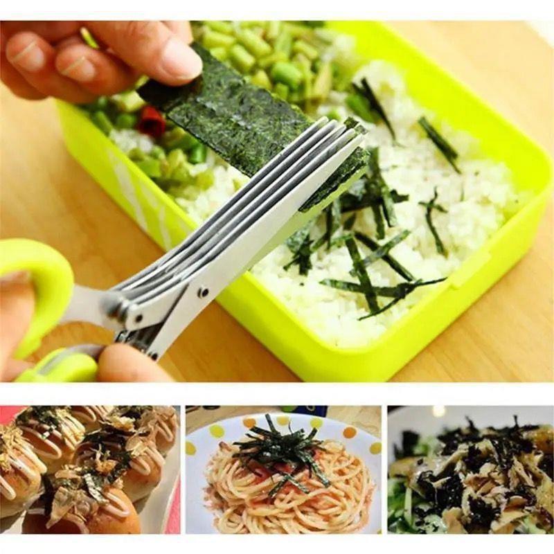 跨境厨房多层葱花剪不锈钢五层葱花剪刀紫菜碎食剪多层料理剪刀