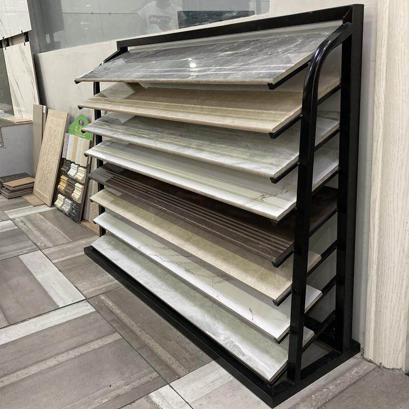 新款直销展示各种材料实木人造英石瓷片楼梯梯级金属陈列架样品展