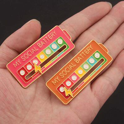 Emotions Enamel P My Social Battery Mood Tracker Metal Brooc