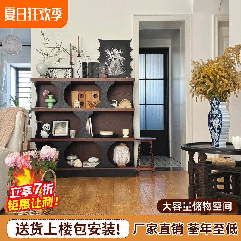 书柜书架半墙书柜客厅边柜简约现代黑色模块柜组合柜哈利柜酒柜