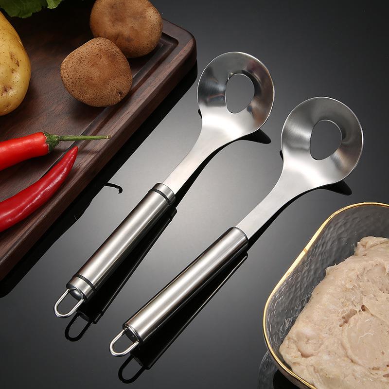 304不锈钢插柄肉丸勺 家用厨房鱼丸虾手动式挤压勺子肉丸子制作器
