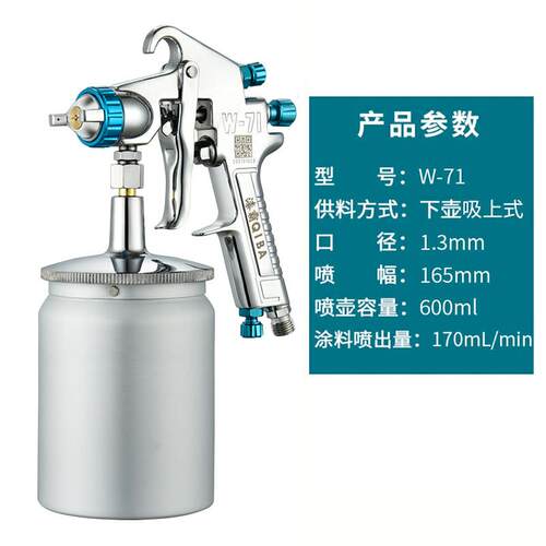 正品W-1油7漆喷枪家面漆喷漆高雾化枪汽车钣金喷漆具壶上下壶喷涂