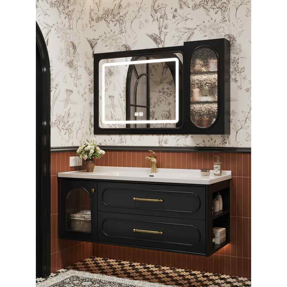 高端侧边柜橡木烤漆陶瓷一体盆智能组合卫生间洗手洗脸池浴室柜,家装主材,浴室柜组合,淘宝优惠券,粉丝福利购,淘宝优惠卷