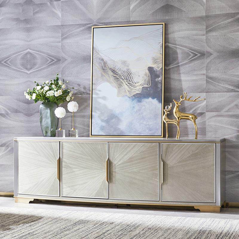 意式轻奢电视柜茶几组合客厅实木家具简约奢华储物柜后现代落地柜