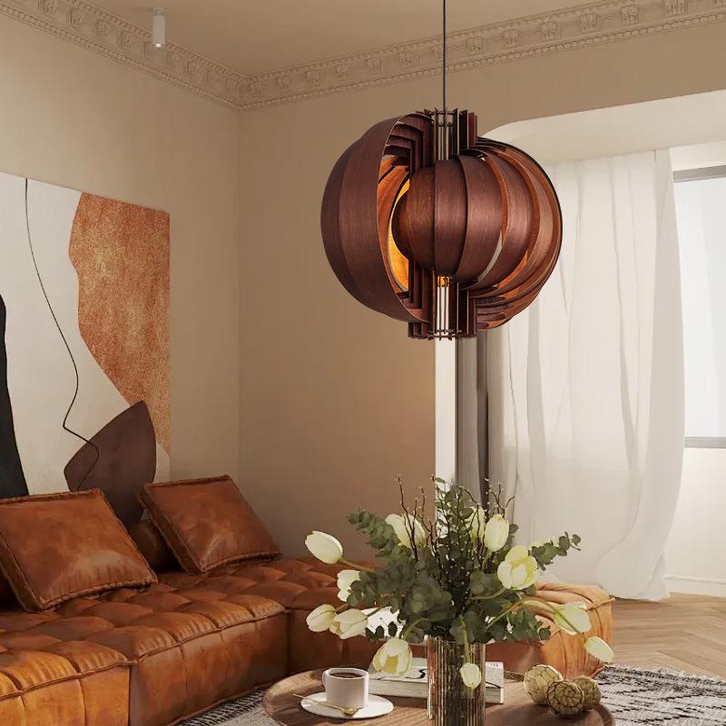道新中式创意木皮吊厅灯客卧室东南亚餐厅栈过现代简客约装95147