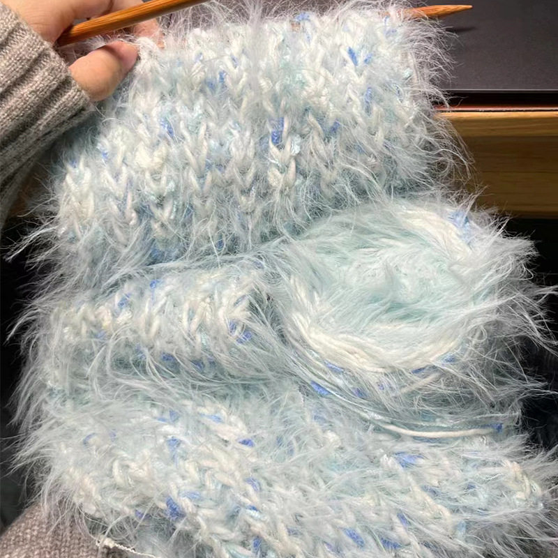 彩虹糖围巾手工DIY毛线豆豆混线材料包自制围脖手作礼物送女朋友