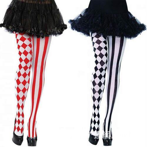 Womens Halloween Stockings Party Cosplay Striped Elastic Pan