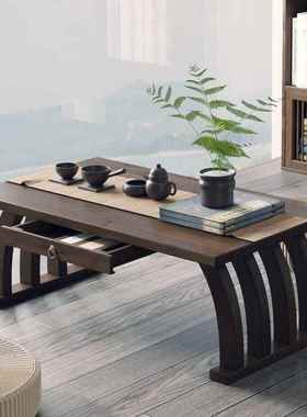 中式飘窗小茶几榻榻米简窗约台阳台楠茶CKA竹矮桌地毯小型桌桌子