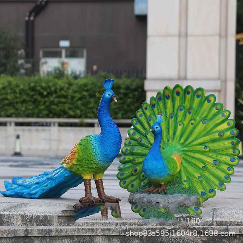 玻璃钢仿真孔雀鸟类动物雕塑园林景观装饰户外庭院摆件