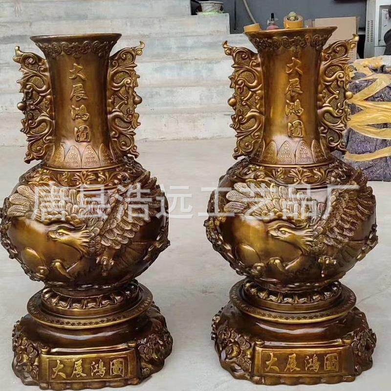 铸铜花瓶 大型铜花盆 铜花瓶工艺 纯铜花瓶生产定 制摆件