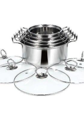 5 Sets Stainless Steel Double Ear Soup Pot Induction