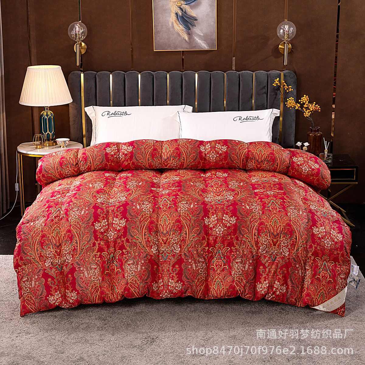 立体羽绒被加工棉被套鹅绒半成品壳贡缎160双边被支全