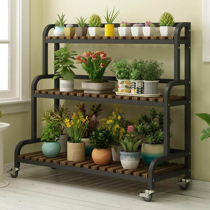 花架子置物架阳台铁艺客厅落地式多肉实木阶梯户外庭院植物摆放架