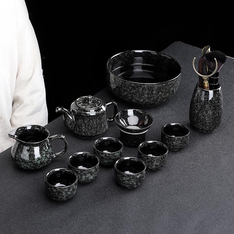 中式复古风陶瓷功夫茶具茶壶套装家用客厅整套泡茶器公道杯烟灰缸