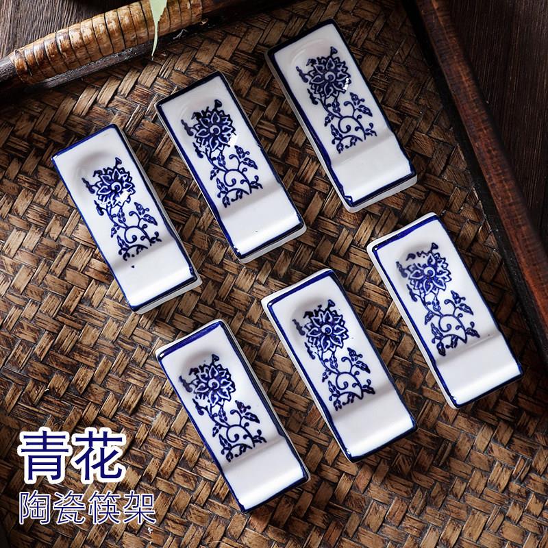 陶瓷筷架中式青花筷子托 托勺架商用筷子枕汤勺两用托 托垫酒店摆