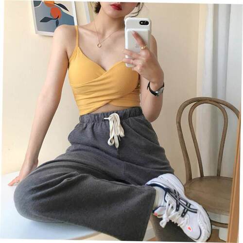 Threaded Cotton Crossover Camisole 螺纹棉交叉吊带运动背心女