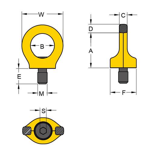YOKE 8-291K 吊环螺丝模具起重吊环不锈钢电梯吊环眼型旋转吊环