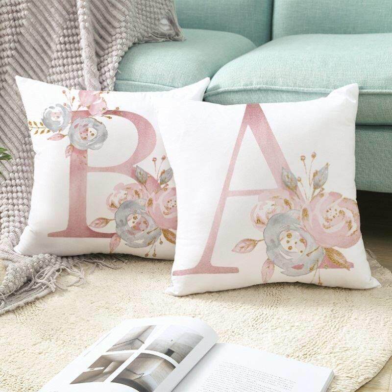 Pink Letter Decorative Pillow Cushion Covers sofa Pillowcase图片