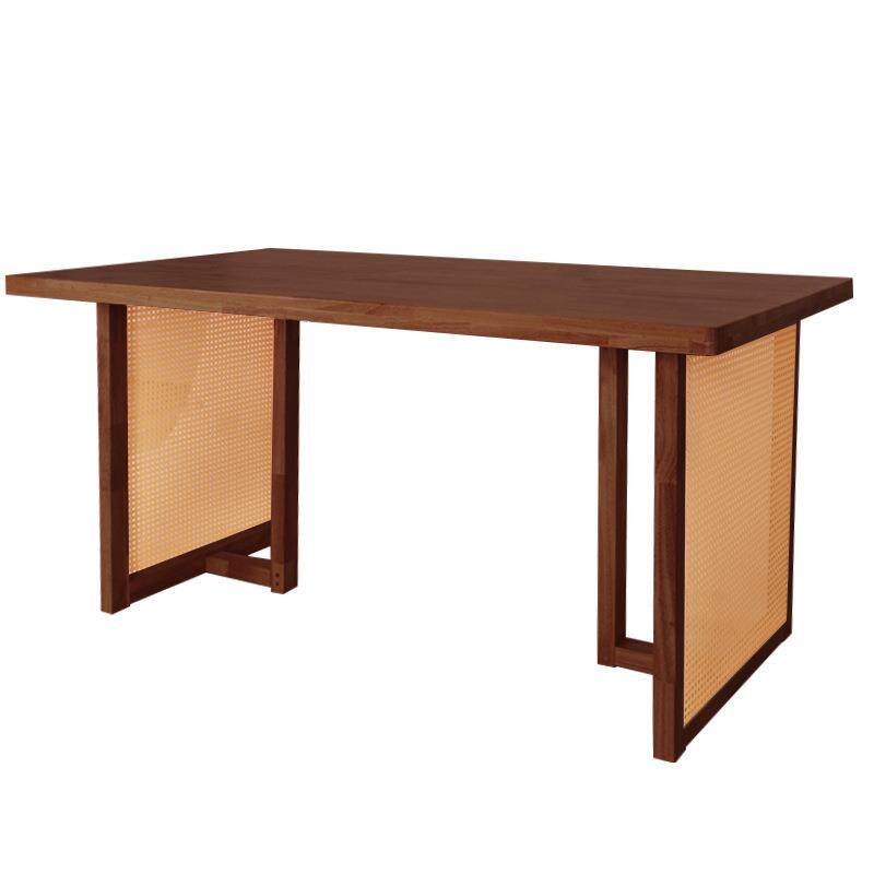 北欧实木餐桌藤编桌椅组合简约现代家用小户型茶桌饭桌长方形Q^l