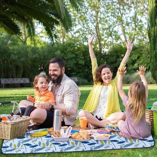 Picnic Blanket With Carrying Handle Large Beach Rug Mat
