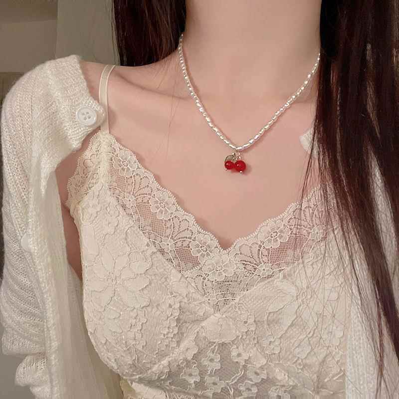 夏季温柔珍珠樱桃项链女