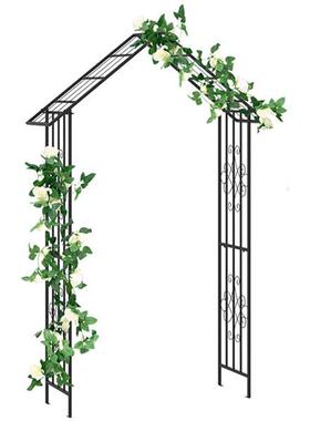 金属玫瑰花园拱门攀岩植物拱门适用于花园和婚礼派对黑色