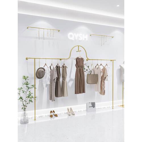 服装店展示架上墙架金色挂衣架异型陈列货架女装架子铁艺创意新款