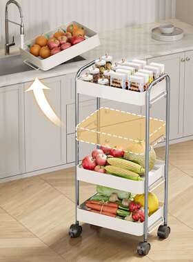 厨房缝置物落PBC32架地多层冰夹箱侧缝面抽拉篮极窄收纳柜果蔬菜