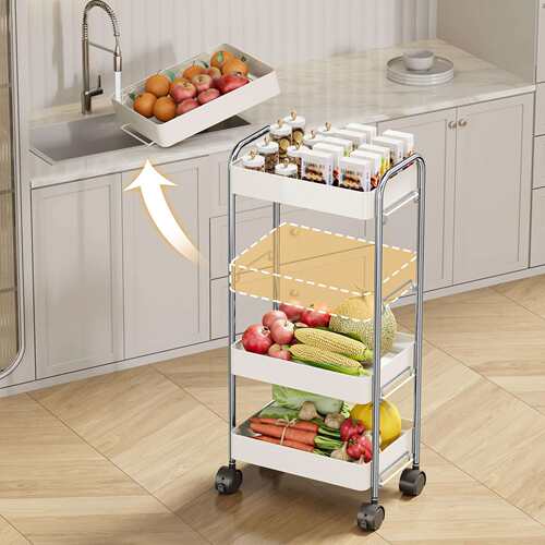 厨房夹缝置物窄架落地PBC32多层冰箱侧面抽拉篮极缝收纳柜菜果蔬